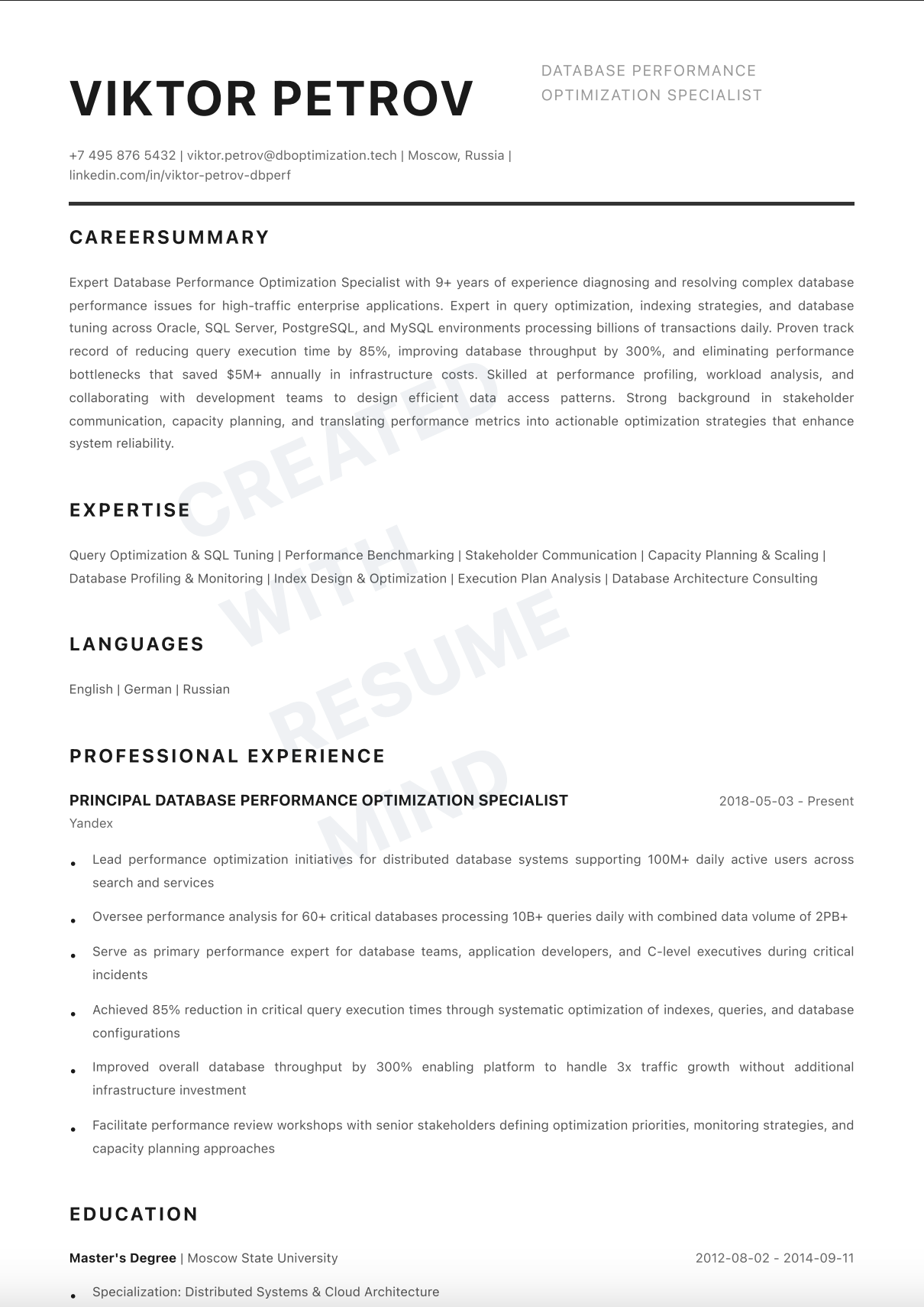 Database Performance Optimization Specialist