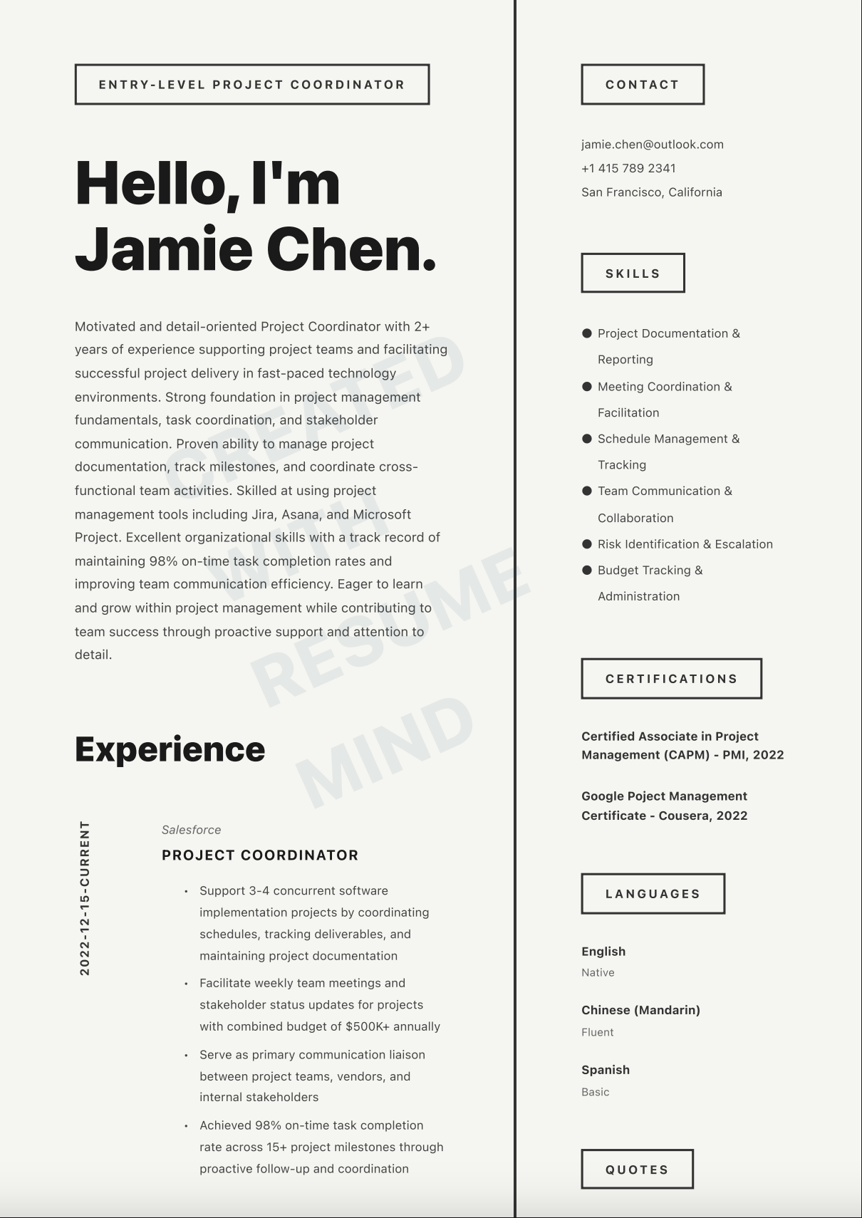 Entry-Level Project Coordinator